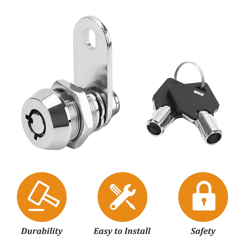 2 Pack Tubular Cam Locks, Cabinet Locks with 7/8'' Cylinder, Atom Lock for Arcade Machine, Gumball Machine, Cash Door, Tool Box, Chrome Finish and Keyed Alike (7/8 Inch 90°) 7/8 Inch 90°