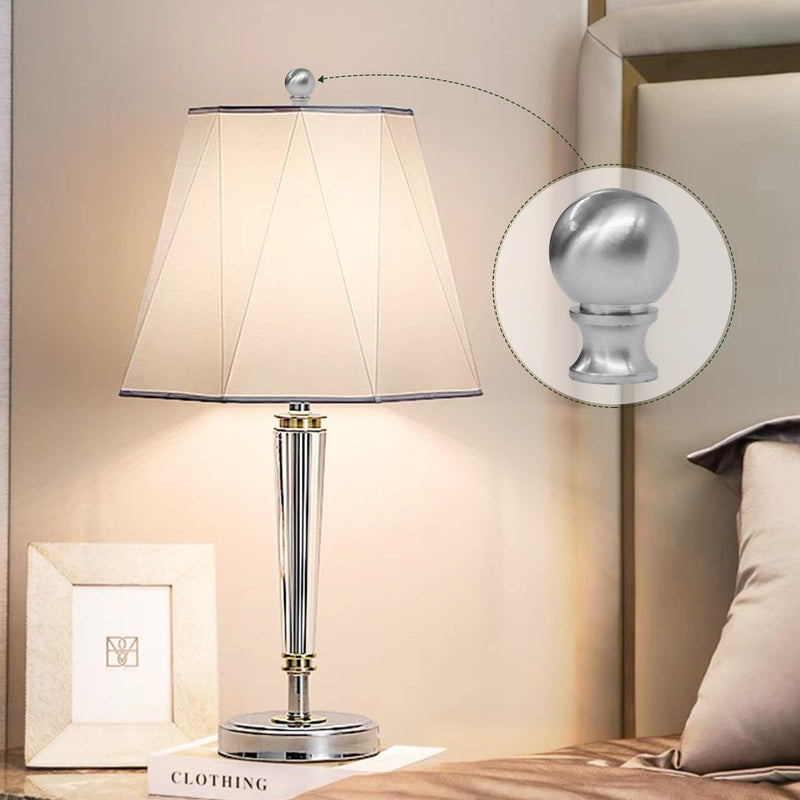 Ball Lamp Finial Cap Knob for Lamp Shade Top,Solid Lamp Finial Caps,Heavy Brushed Nickel Top Screw Finial for Table or Floor Lamps,1/4-27 Inch Threaded Base Connect to Lamp Harp (Silver / 2-Pack) Silver / 2-Pack