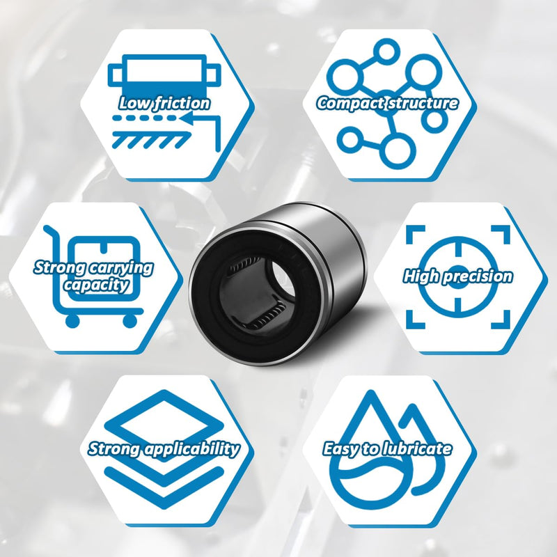 Linear Ball Bearings, SW8G 1/2" Inch Ball Linear Motion Bushing Double Side Rubber Sealed Rod Liner Shaft Parts for CNC Machine 3D Printer 1 Pack
