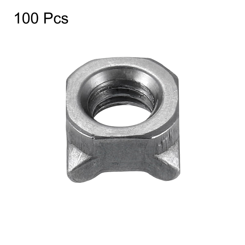 uxcell Weld Nuts, M6 Square UNC Carbon Steel Machine Screw Gray 100Pcs