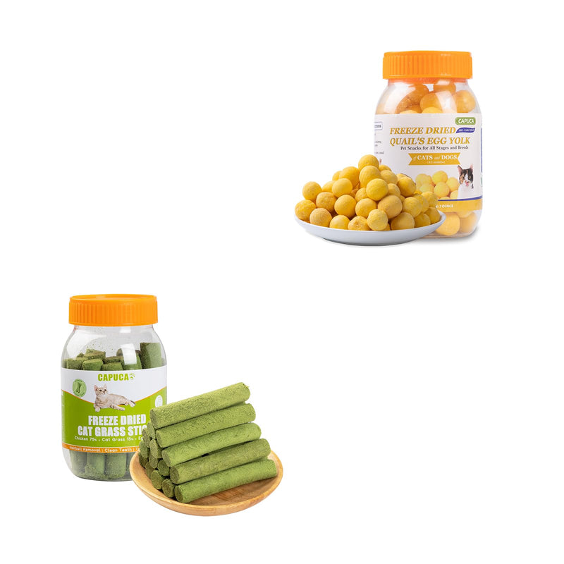 Freeze Dried Quail Egg Yolk and Cat Grass Teething Stick