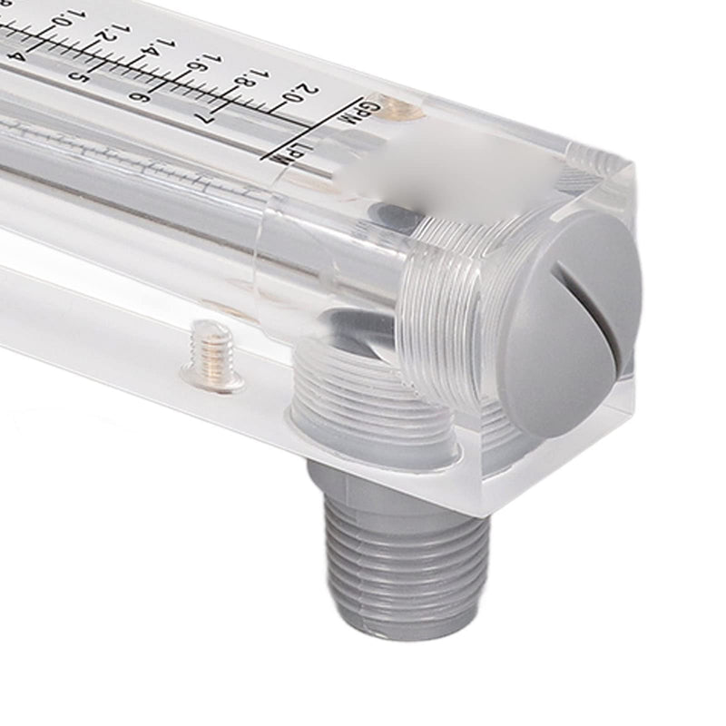 Walfront 0.2‑2GPM Panel Type Water Meter Adjustable Liquid Flowmeter 1/2in Male Thread 1/4in Female Thread