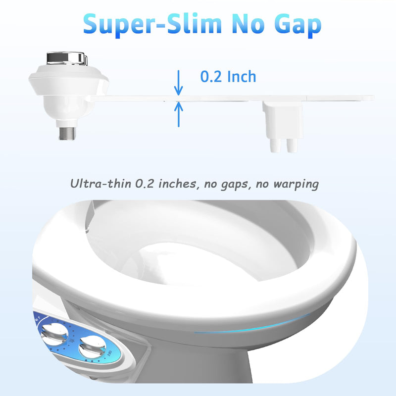 Bidet Attachment for Toilet, Non-Electric Fresh Cold Water, Toilet Bidet with Dual Nozzles Sprayer, Adjustable Water Pressure Control, 3 Modes Wash (Feminine/Bidet Wash + Self-Cleaning) Blue