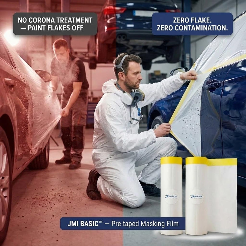 Pre-Taped Masking Film for Car Painting – 3 Pack Painters Plastic Sheeting with Automotive Tape and Drape, Paint Plastic Covering Cars, Appliance, Windows and Furniture Protection (35 Inch) 35 Inch