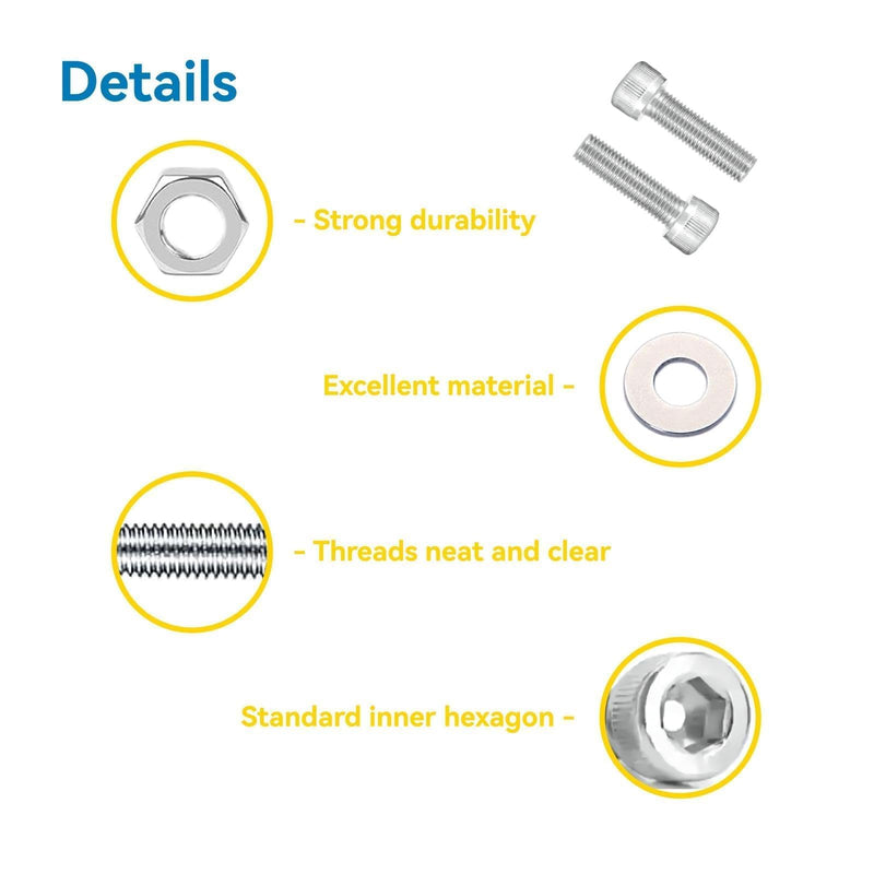 400 Pcs M3 Screw Assortment, Metric Hex Socket Head Cap Bolts, M3*6mm/8mm/10mm/12mm/16mm/20mm Screws and Nuts, Stainless Metric Bolts Nuts Washers Kit with 1 Hex Allen Wrench M3 400Pcs 6mm-20mm