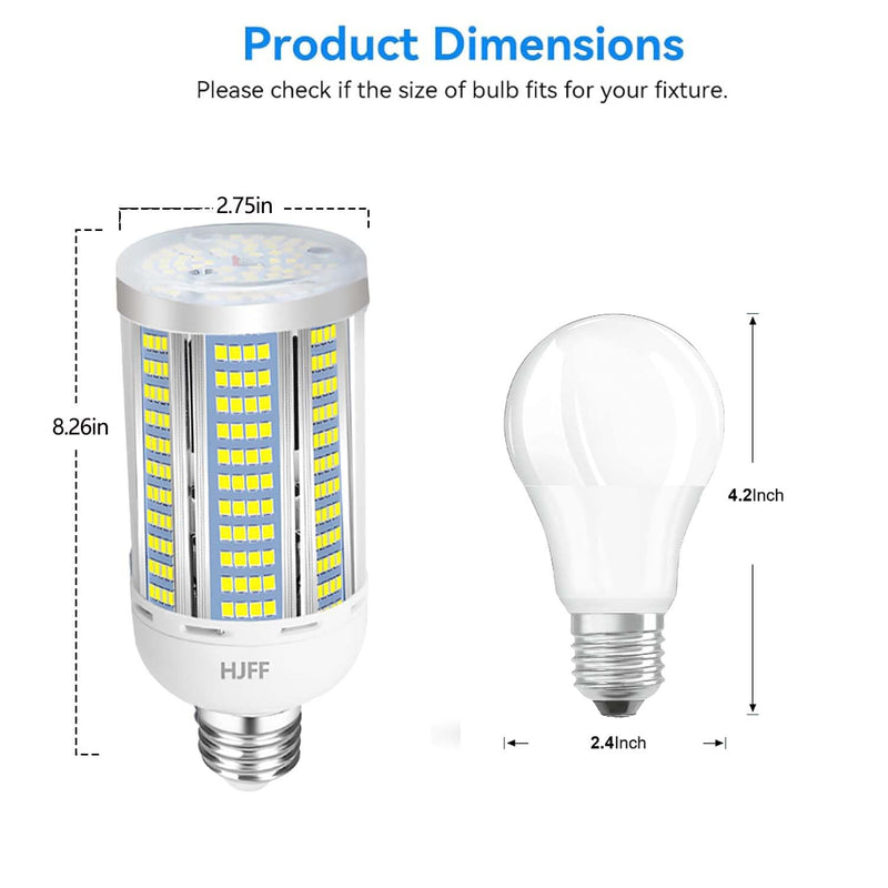 HJFF Led Light Bulb 500W Equivalent 7500 Lumen 5000K Waterproof E26/E27 Medium Base 60W led Bulb for Outdoor Indoor Lamp Area Garage Warehouse Workshop Street Backyard 60