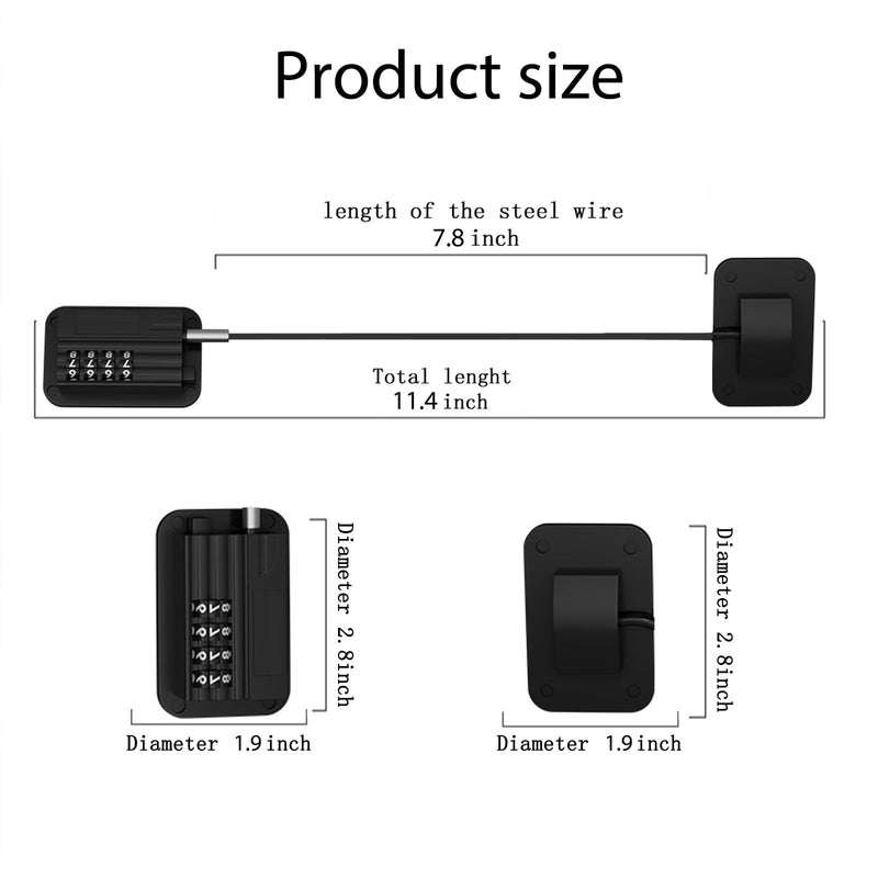 Fridge Lock (2 Pack), Heavy Duty Combination Refrigerator Lock, for Fridge, Cabinets, Window and Child Locks for Cabinets and Drawers, Strong Non-Marking Adhesive No Drilling (Black) Black 2Pack