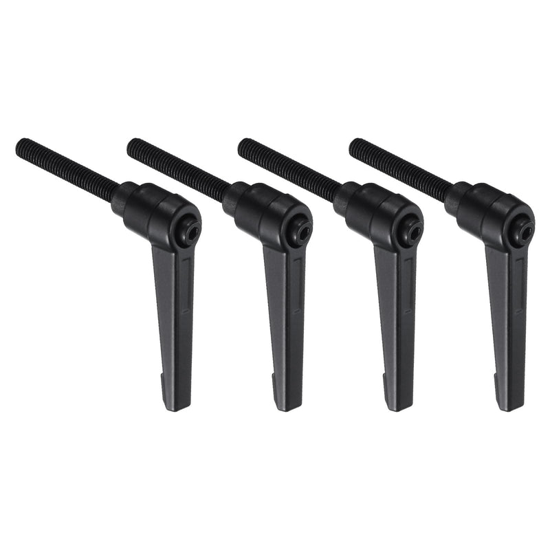 uxcell 4pcs Lever Adjustable Handles M6 x 40mm Metric Male Thread with Nuts Washers, Level Clamping Handle Set Hand Stud Knobs Rotating Screw Handles Bolts with Locking Lever, Black
