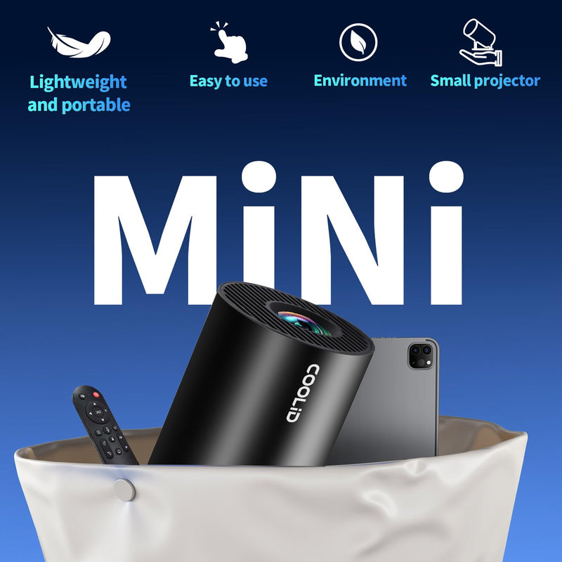 [Built-in Apps & 2025 Upgraded] Mini Projector Support 4K 1080P Auto Keystone 270° Rotatable with WiFi 6 and Bluetooth 5.4, Projector Portable Compatibile with HDMI/TV Stick/Memory Stick/Laptop-Black Black