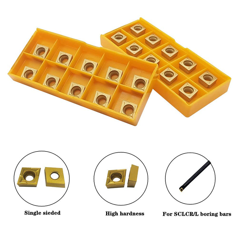 20pcs CCMT09T304/CCMT32.51 Carbide Turning Inserts,CCMT Insert Mutilayer Coated CNC Lathe Replacement Cutters Inserts for Lathe Turning Tool Holder Boring Bar CCMT32.51 20