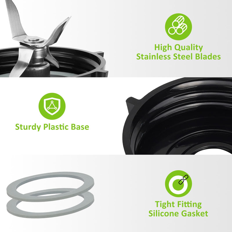 Blender Replacement Parts Compatible with Oster Blender Ice Blades ABS Plastics Base Stainless Steel Ice Blade and 2 Rubber O Ring Seal Gasket, Compatible with Oster Osterizer Blender Accessories