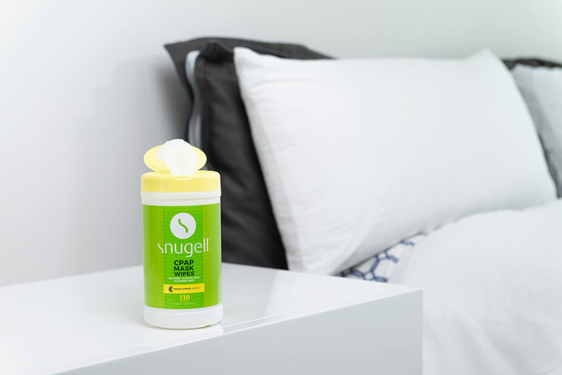 Snugell Citrus Scented CPAP Mask Wipes – 110 Count – 100% Soft Cotton, Lint-Free, Alcohol-Free – Skin-Safe Formula with Aloe Vera – Easy-Open Canister for Cleaning CPAP Masks, Tubes, and Devices 110 Count (Pack of 1)