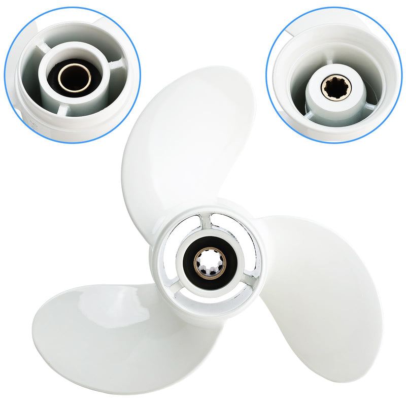 NovelBee Aluminum Outboard Propeller for Yamaha F8 F9.9 F15 F20 9.9HP 15HP | 9 1/4X9 3/4-J Propeller;9 1/4X10 Propeller;1/2-J 9 1/4X11-J Propeller;Boat Propeller;Outboard Motor Propeller;8 Spline;RH 9-1/4 x 9-3/4
