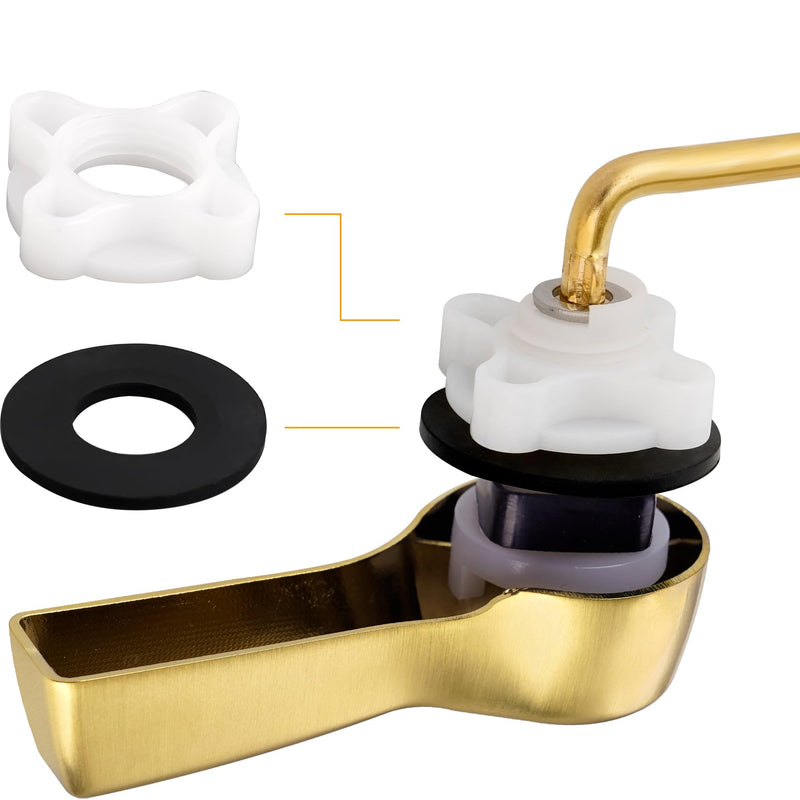 Hibbent 2 Pack Universal Front Mount Toilet Handle Tank Flush Lever Replacement Handle with Stainless Steel Flapper Chains for Most Front Mount Toilets- Brushed Gold