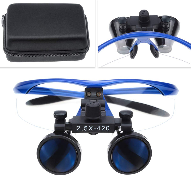 2.5X420MM Dental Surgical Binocular Magnifier Loupes Surgical Magnifier Optical Glasses Blue