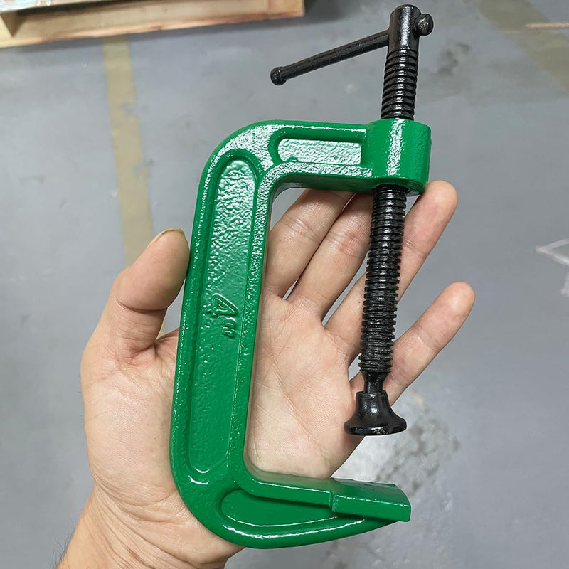 4 Inch C-Clamp Set, Heavy Duty Steel C Clamp Industrial Strength C Clamps for Woodworking, Welding, and Building (2Pcs, Green) (2pcs, Green)