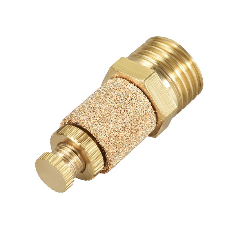 uxcell Sintered Bronze Exhaust Muffler Top Adjustable G1/4 - Brass Body Pneumatic Air Muffler Air Flow Speed Controller Brass Flow Control Muffler 5pcs