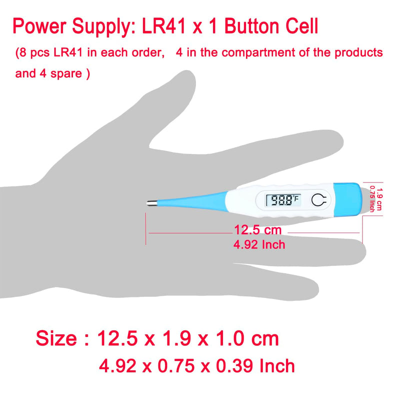 Oral Thermometer, Digital Thermometer for Oral, Rectal or Under Arm Use (A, Pack of 4)