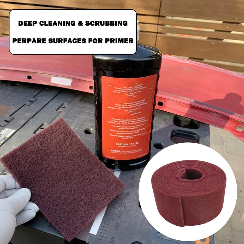 Maroon General Purpose Scuff Pads, Scuffing, Scouring Pad, Sanding, Paint Primer Prep Scratch - Surface Preparation Pad Car Auto Body Woodworking 7447-Premium, 4.7 Inches*15 Feet