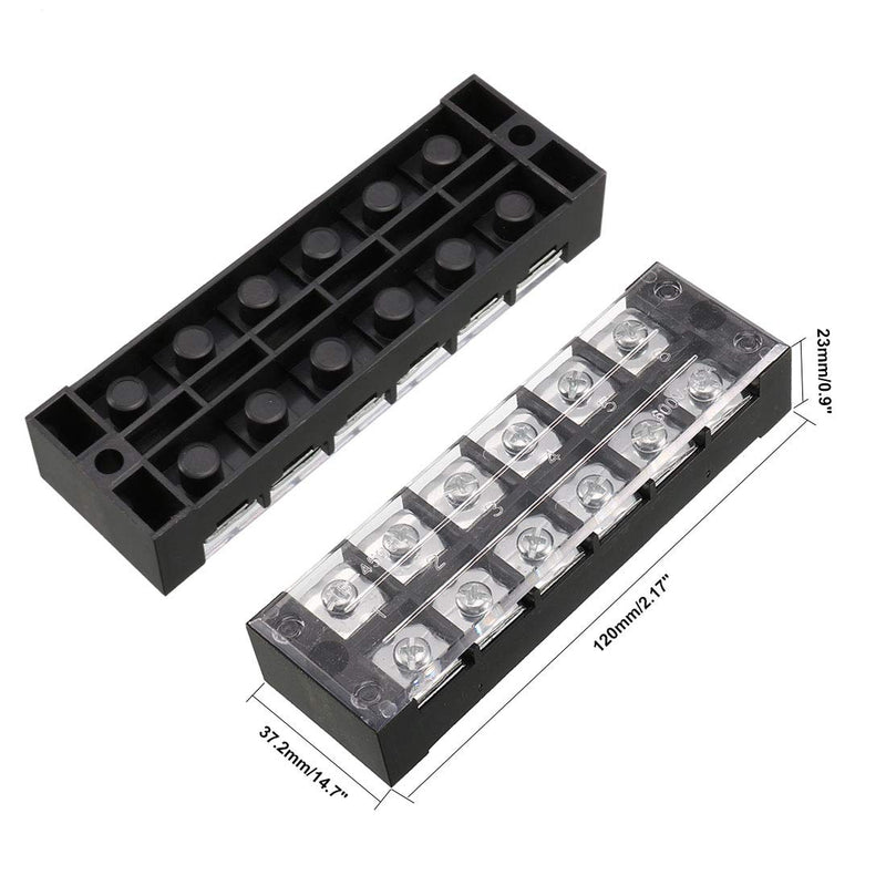 uxcell 2 Pcs 6 Positions Dual Rows 600V 45A Cable Barrier Block Terminal Strip TB-4506L