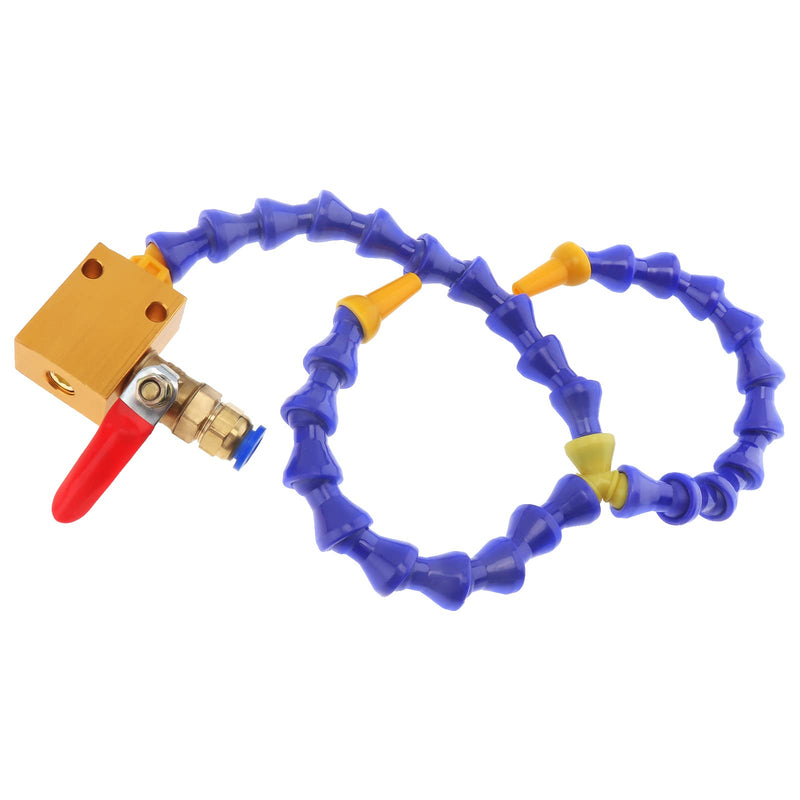 CLAHJQX Mist Coolant Lubrication Spray System, Double Head Bifurcated Round Nozzle Flexible Water Cooling Tube Spray System for 8mm Air Pipe CNC Lathe Mill Drill Carving Machine