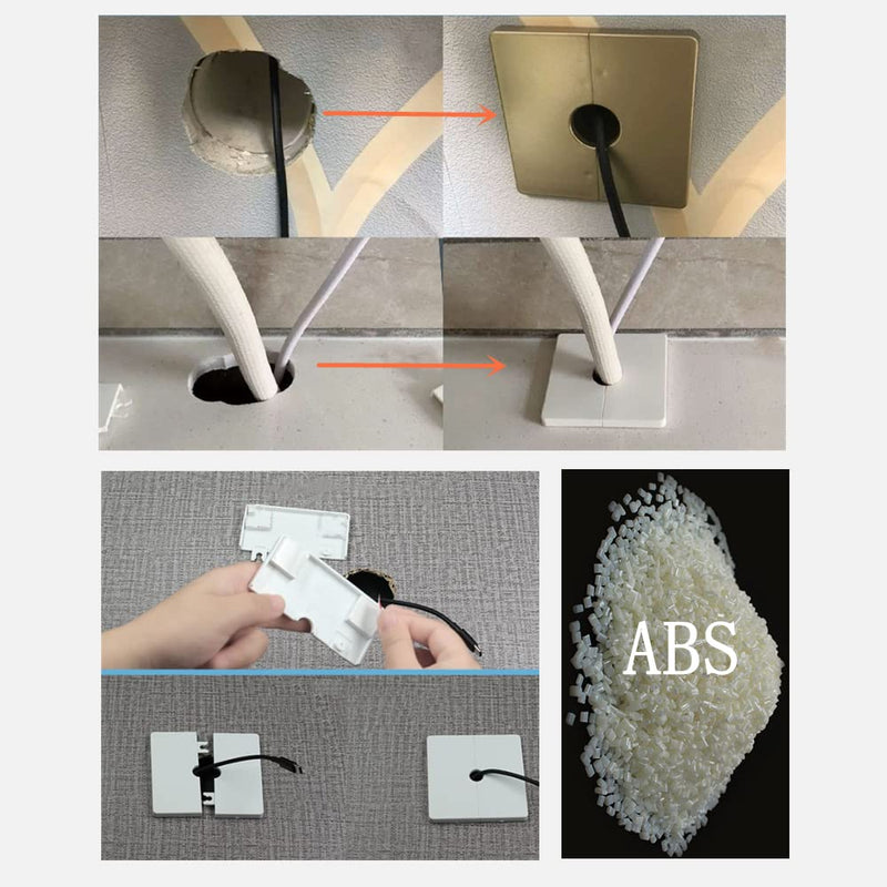 2 Pcs Wall Split Flange, ABS Round Self-Adhesive Escutcheon Plate Buckles Design for 2"/51mm,Silver Round 2"/51mm