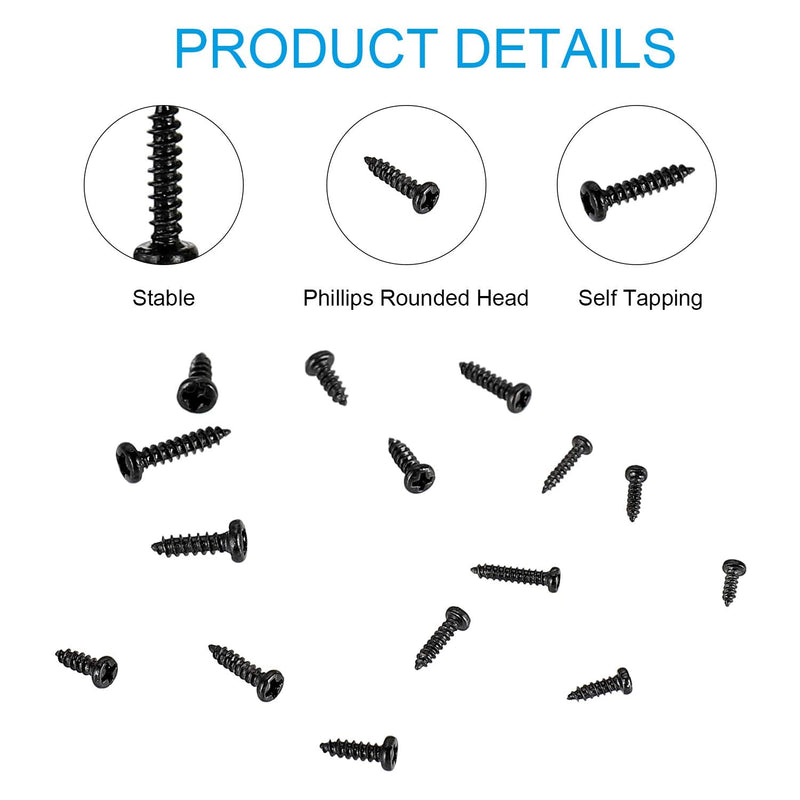 750pcs Black Tiny Screws for Electronics, M1, M1.2, M1.4, M1.5, M1.7 Very Small Phillips Pan Head Self Tapping Screws, Micro Wood Screws, Mini Electronic Screws Assortment Kit-Carbon Steel Black:M1-M1.7 Tiny Screws