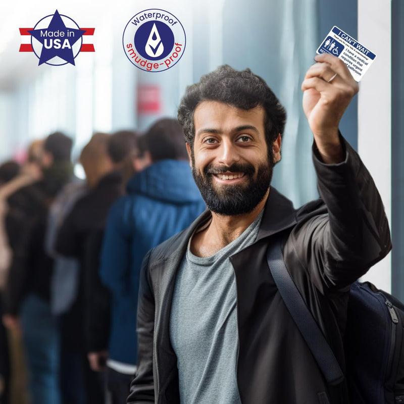 I Can't Wait Bathroom Card IBS IBD Crohn's Colitis Irritable Bowels Restroom Bathroom Emergency Medical Card Restroom Access Card Toilet Access Card OAB