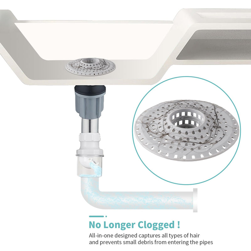 Bathtub Drain Hair Catcher,Silicone Tub Hair Catcher Drain Protector,All-in-one Shower Hair Drain Catcher Strainer for 1.48'' to 1.76'' Regular Drains, 3PCS A-grey