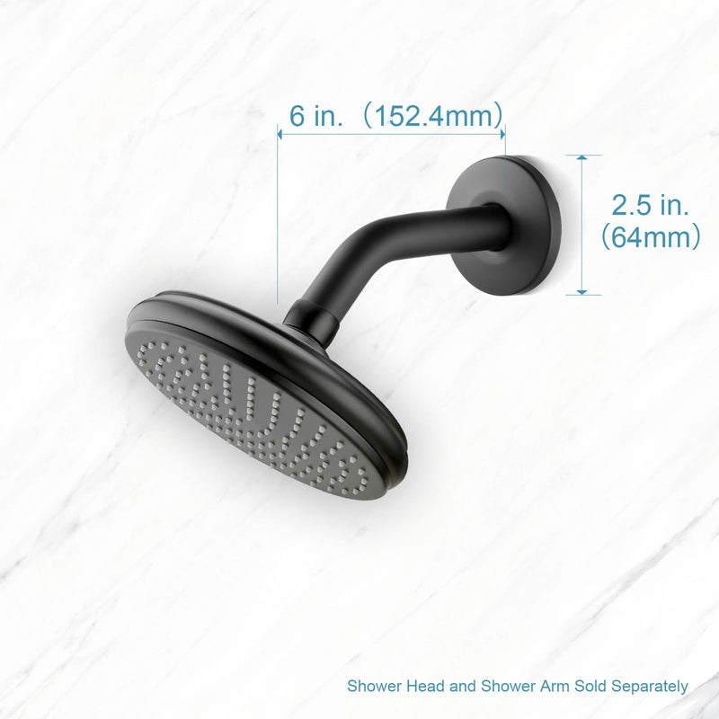 OFFO Shower Arm with Flange, 6 Inches Wall Mount Replacement Angle Shower Head Arm Wall-Mounted For Fixed Shower Head & Handheld Showerhead, Matte Black 6 Inch