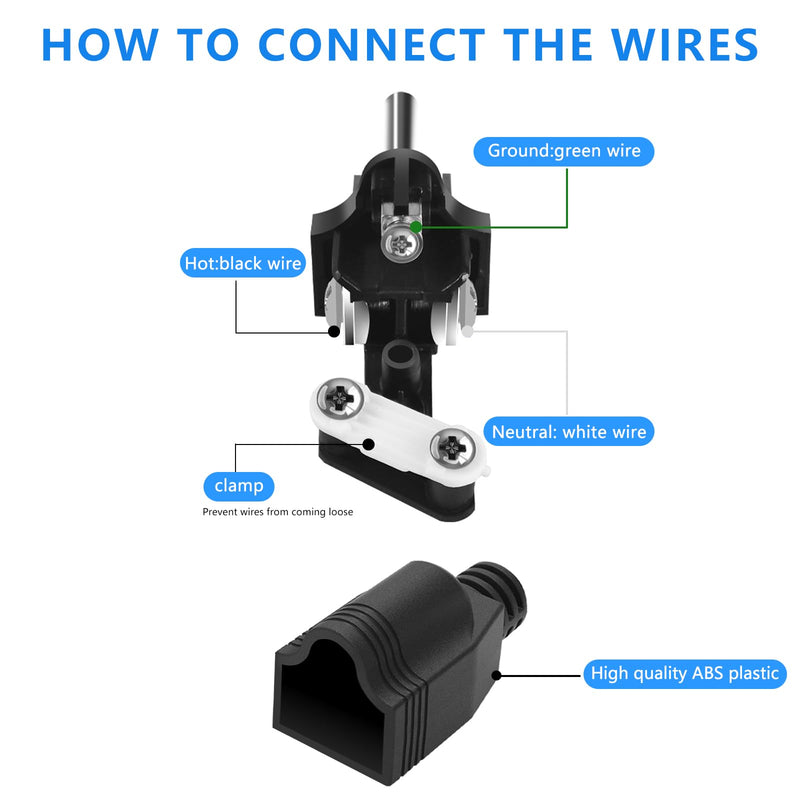 Replacement Plugs, 3 Pack 3 Prong Replacement Plug with 1 Screwdriver, Replacement Plug 3 Prong , Neutral Ground Bonding Plug, 3 Wire 15A 125V Male Plug, Power Plug Replacement, Black 3 pcs plug-black