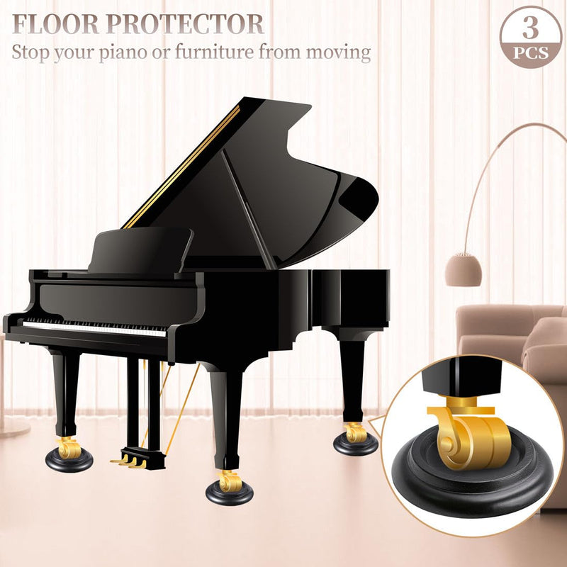 Piano Caster Cups Grand Piano Caster Cups Piano Leg Hardwood Cups Pads for Grand Piano (Wood Black, Set of 3) Wood Black