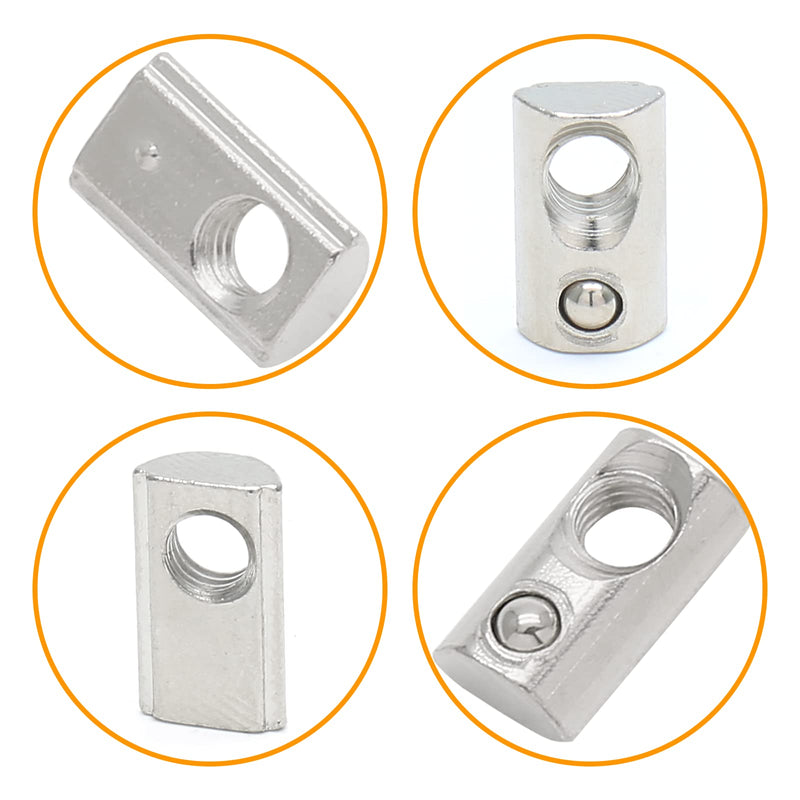 30Pcs M8 Spring T Nut 4040 Aluminum Extrusion T Nuts, Roll-in T Spring Nuts, M8 Half Round T Nut Tee Slot Nuts for 3D Printer, CNC Router, 4040 Series Aluminum Extrusion Profile with Slot 8mm 30 Pack 4040 Series M8