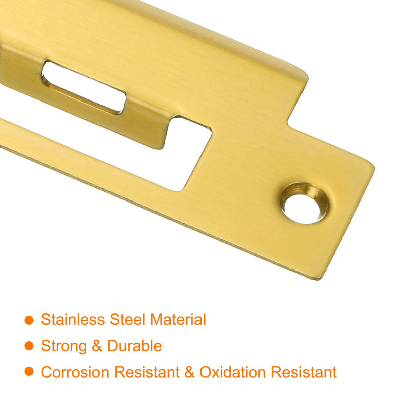 uxcell Door Strike Plate, 180mm x 41mm 201 Stainless Steel Latch Deadbolt Strike Plate for Door Frame Door Jamb, Gold