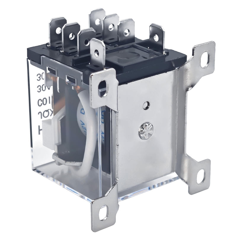 JQX-12F-2Z High Power Relay (Pack of 2) - 8 Pin DC 12V Coil Voltages 30A DPDT, 2NO+2NC, Flame-Retardant Housing, General Purpose