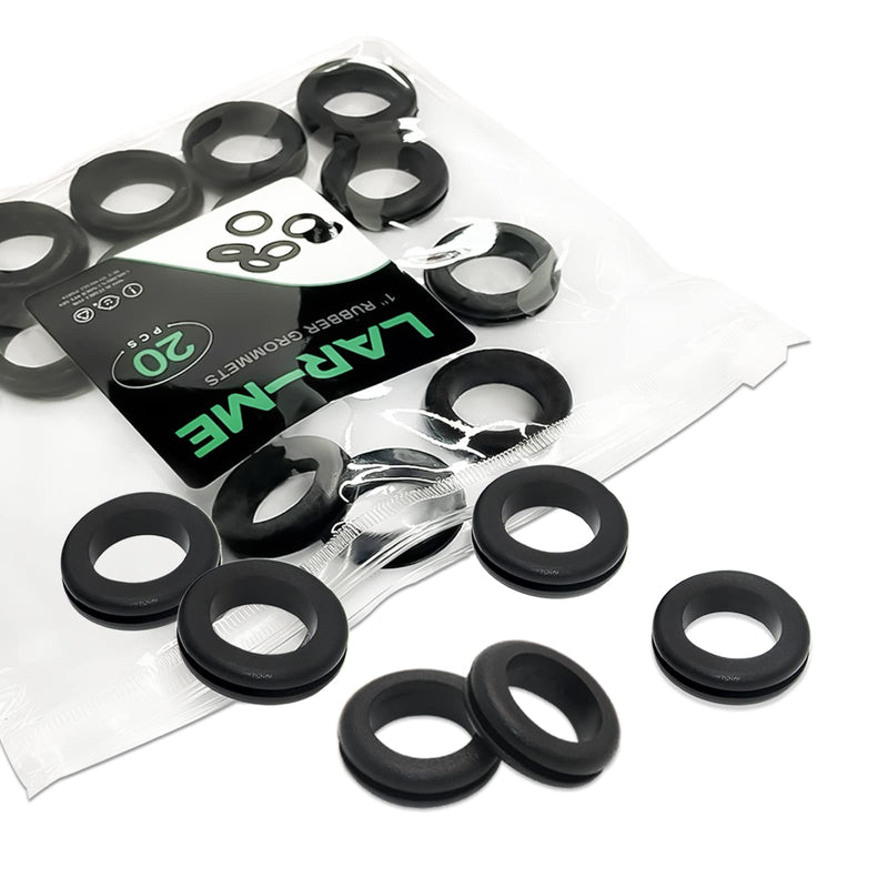 1 Inch Rubber Grommets, 3/4” ID, 20PCS Rubber Grommets for Wiring, Rubber Hole Grommet for Wires, Cables, Plugs, Automotive 1" - 20PCS