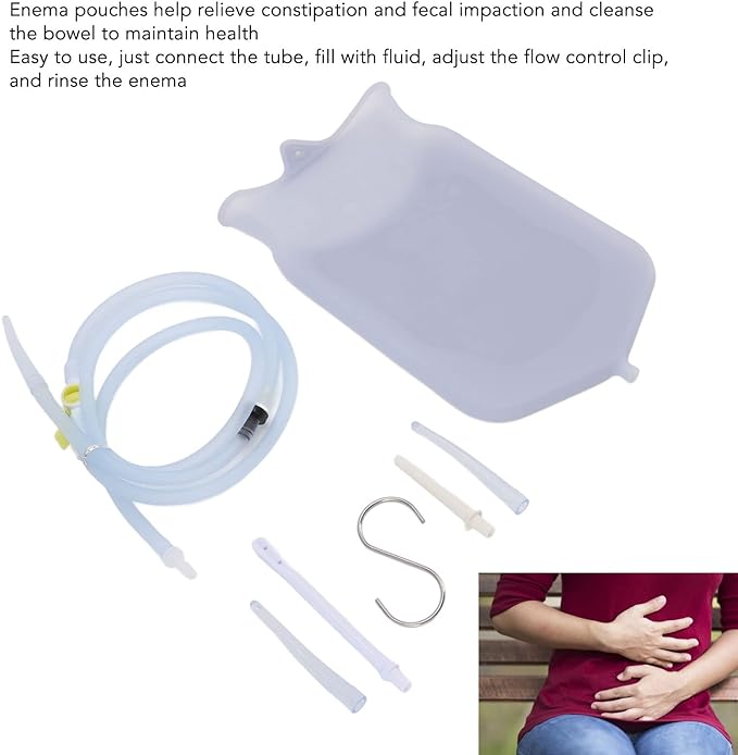 2L Silicone Enema Bag Intestinal Cleansing Enema Douche Bag Set, Portable and Convenient for Home with Yellow Handle Accessories - NewNest Australia
