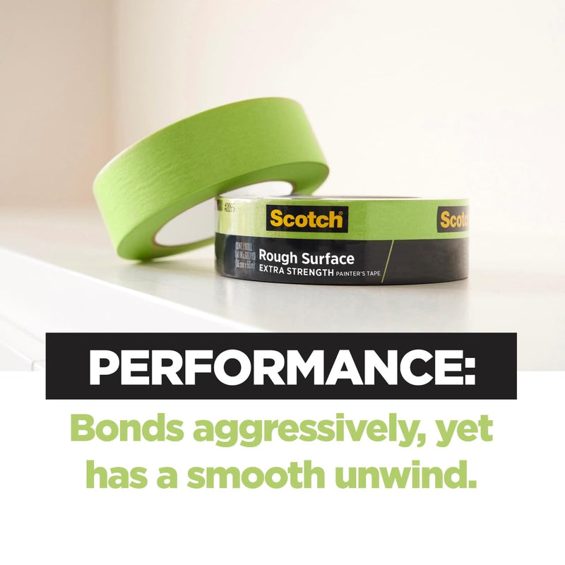 Scotch Rough Surface Painter's Tape 2060-48MP, 1.88 in x 60.1 yd (48mm x 55m), 3-Pack – Strong Adhesive, Clean Removal, Tear-Resistant Masking Tape, for Brick, Concrete, Stucco, Textured Surfaces
