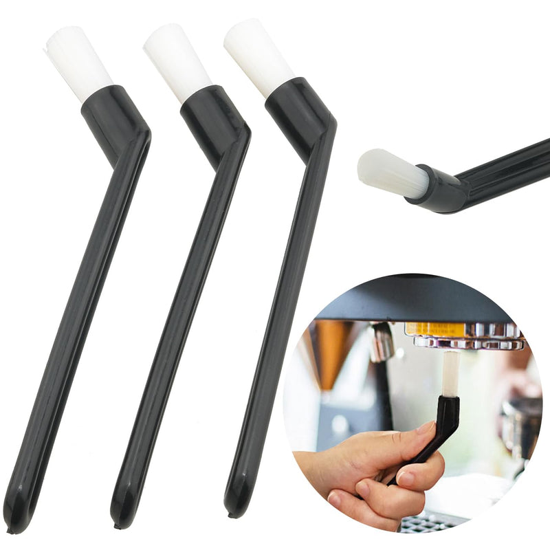 3PCS Coffee Machine Cleaning Brush Semi Automatic Bent Nylon Bristle Brush 25x10mm/0.98 x 0.39 inches Cleaning Brush Used for Coffee Grinders Milk Frothers Soy Milk Machines