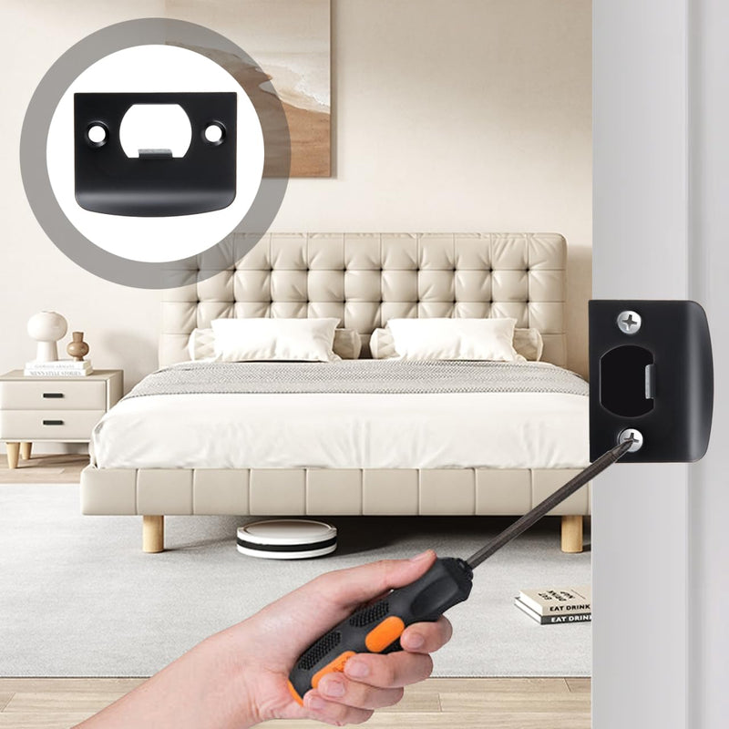 DOITOOL 20 Pcs Deadbolt Strike Plates 2.16X1.77 Inch Black Stainless Steel Door Reinforcement Kit for Lock Alignment and Security Enhancement