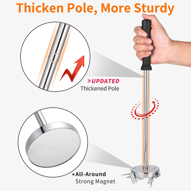 35 LB Magnetic Sweeper Telescoping Pick-up Tool, Upgraded Pole Magnet Stick, Pickup Nails, Screws, and Metal, Screws Parts Finder, Black Handle
