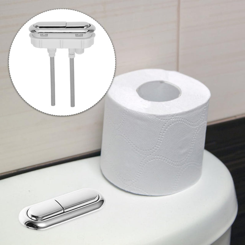 DOITOOL Dual Flushing Toilet Push Button, 3.94" D * 1.18" W Oval Dual Flush Valve Replacement Kit, Silver Toilet Button Pusher, Plastic