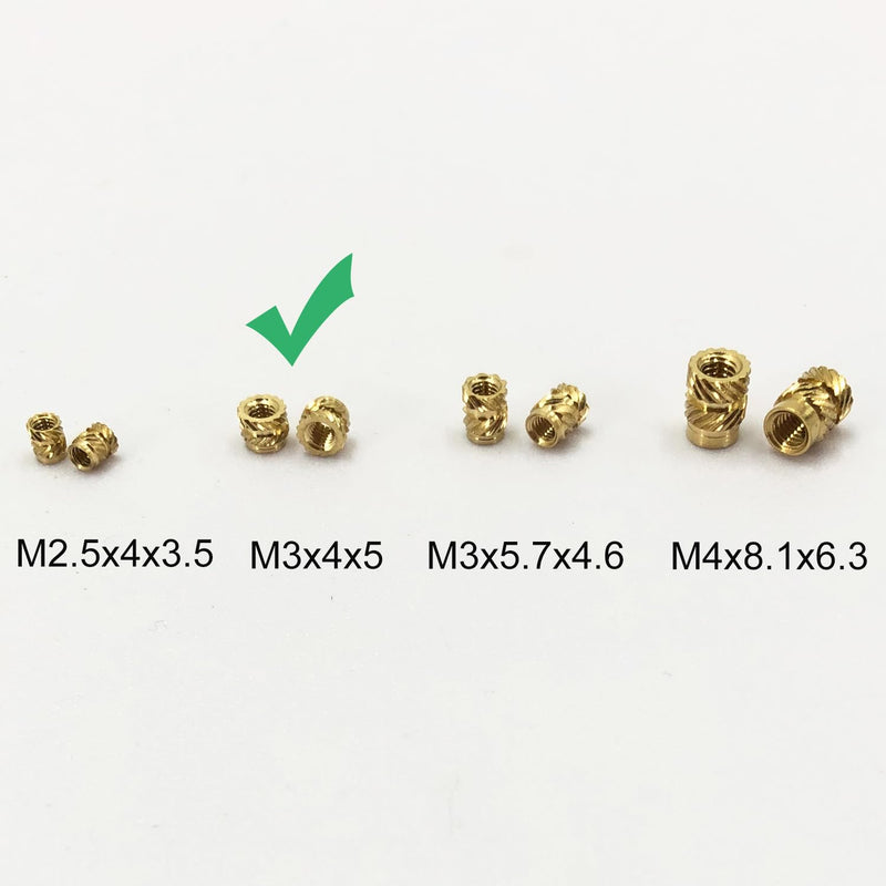 130Pcs Threaded Inserts Heat Set Inserts Kit M3x4x5 Brass Insert Nut with Soldering Iron Tip for 3D Printed Plastic Materials (130pcs) M3x4x5