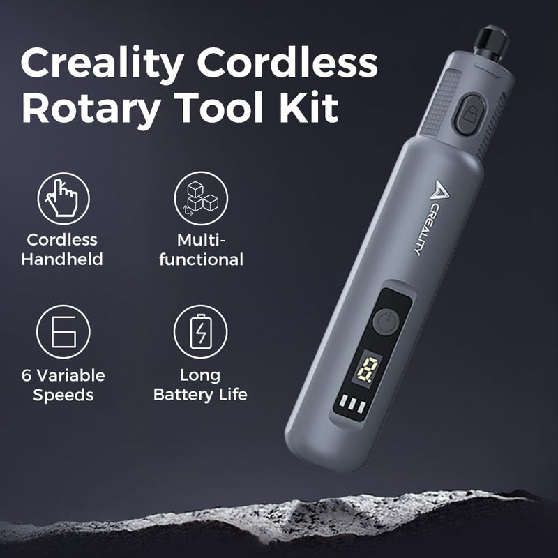 Creality Cordkess Rotary Tool, 6-Speed Mini Rotary Tool Kit with 24 Accessories, Multi-Purpose 3.7V Rechargeable Power Rotary Tool for Sanding, Polishing, Drilling, Engraving, DIY Crafts Cordless Rotary Tool Kit