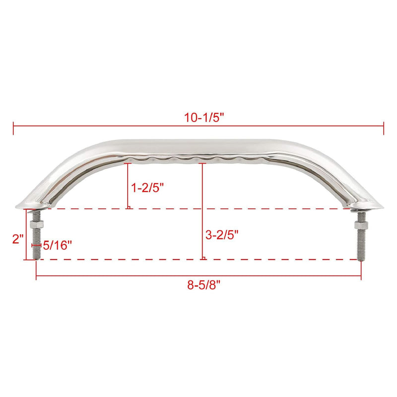 NovelBee 2pcs Boat Grab Handle,Polished Stainless Round Grab Handle Hand Rail with Finger Grip,Flange,Stud (Stud to Stud Distance:8-5/8”)