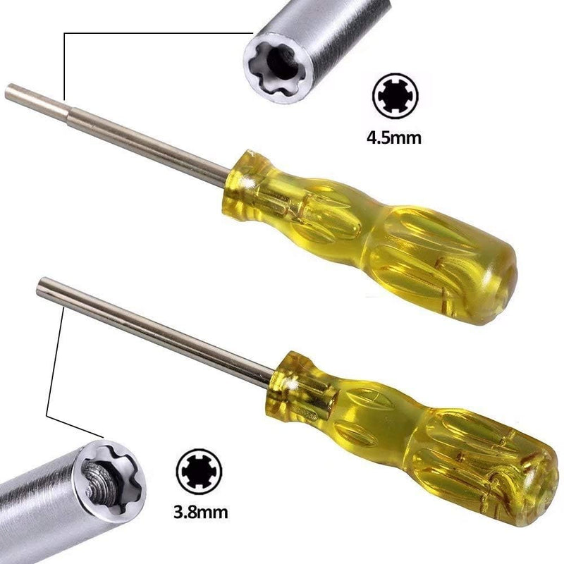 Gamebit Screwdriver Set, 3.8mm and 4.5mm Security Screwdriver Bits for Opening Nintendo, Sega Consoles and Game Cartridges - Trensparent Yellow
