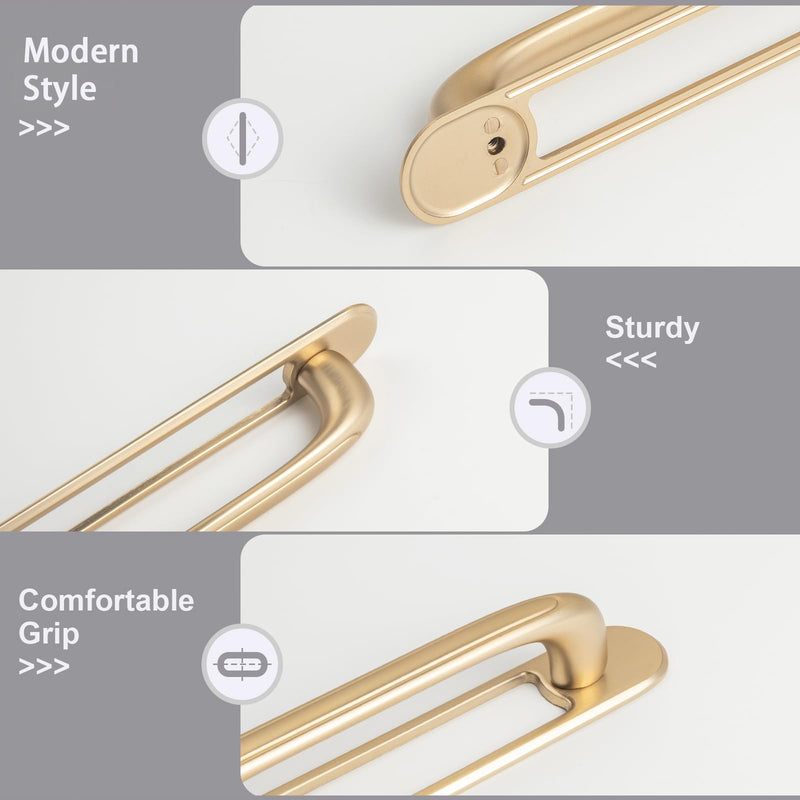 2 Pack Cabinet Pulls with Backplate - 5 Inch Hole Center Champagne Bronze Zinc Alloy Kitchen Cabinet Handles, Modern Drawer Pulls for Dresser, Wardrobe, Cupboard, Luxury Furniture Hardware 5 '' Hole Centers Cutout