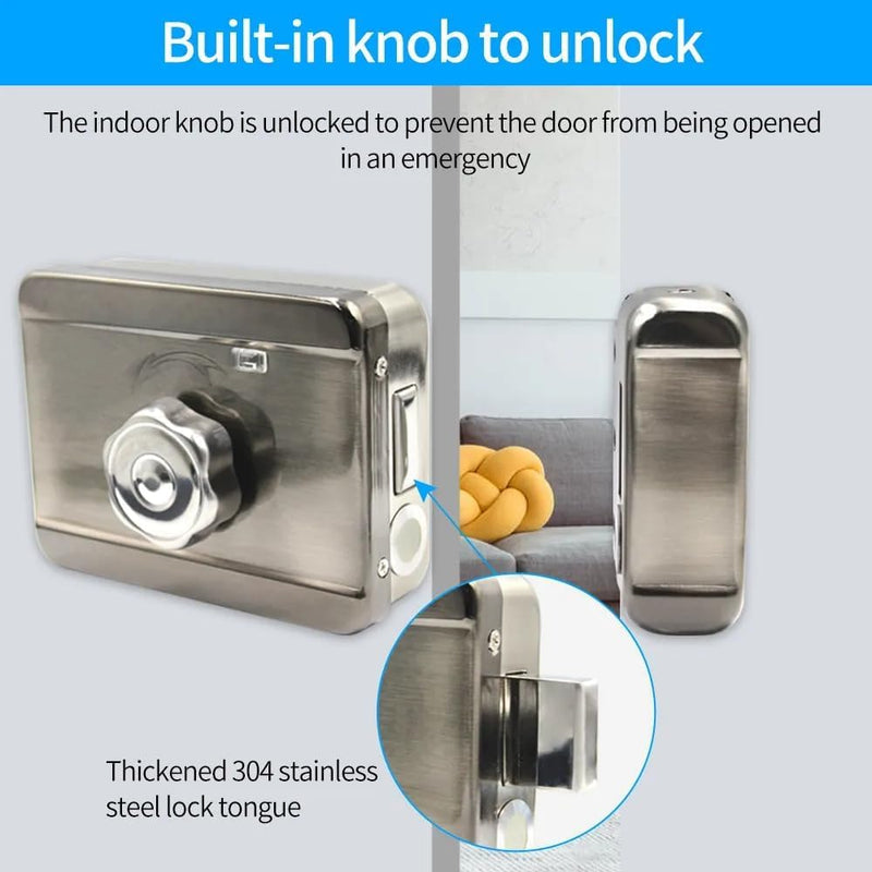 Smart Fingerprint Gate Door Lock – Waterproof Keyless Rim Latch with Tuya App, Passcode Keypad, IC Card & Mechanical Key, Built-in Doorbell, Smart Lock for Outdoor Fence, Yard & Home Security