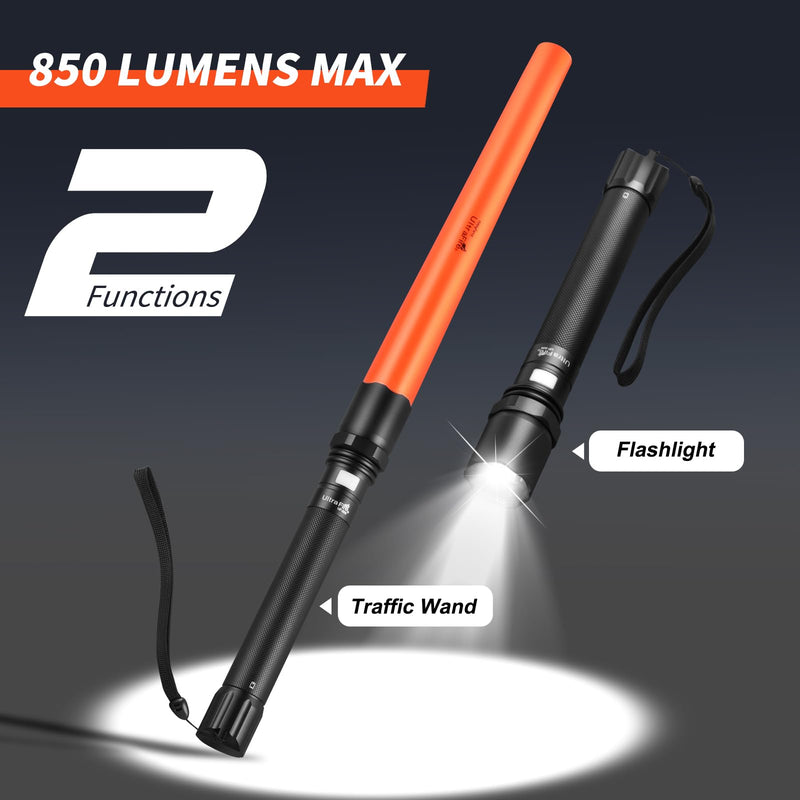 UltraFire 19 Inch Traffic Wand, Cone Flashlight with 3 Modes, Signal Wand for Traffic Control, Parking, Car Directing, Airport UF-806 1 Pack
