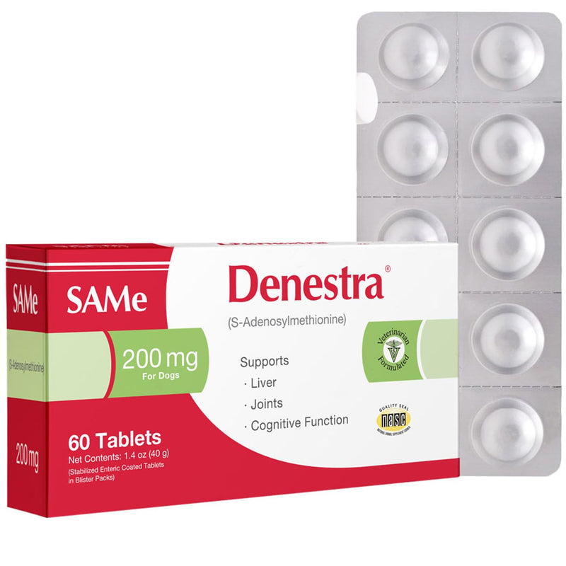 Denestra Same for Dogs – S-Adenosyl-L-Methionine (Same) – Liver, Joint & Cognitive Support for Dogs – Promotes Brain Function & Mobility – Vet-Approved Formula – 200 mg – 60 Tablets 60-Tablet